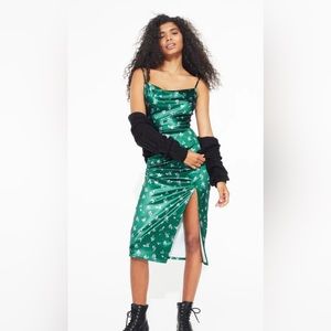 Green floral satin dress FINAL PRICE REDUCTION